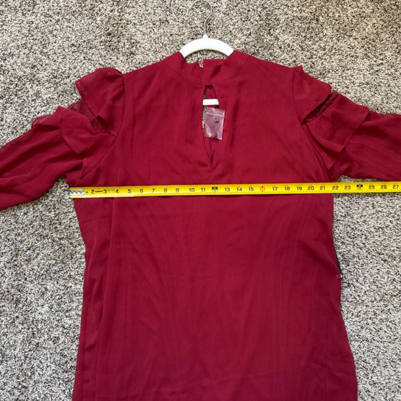 NWT Express Red Chiffon Long Sleeve Shift Dress - Picture 9 of 15